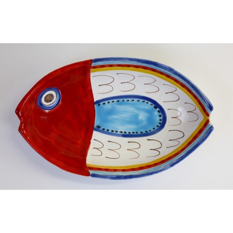 Handmade sicilian ceramic Fish Plate PTPE2 de simone pottery