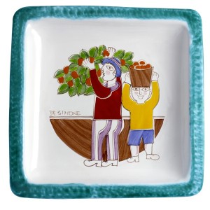 Piatto quadrato Folk PQFK-9 Raccolta delle Arance
