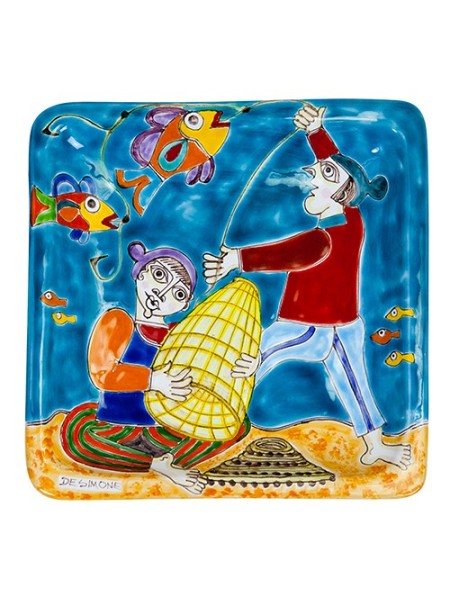 Squared Plate 24x24 DS 32 Fishermen with Basket