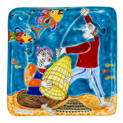 Piatto Quadrato 24x24 DS 32 Pescatori con rete