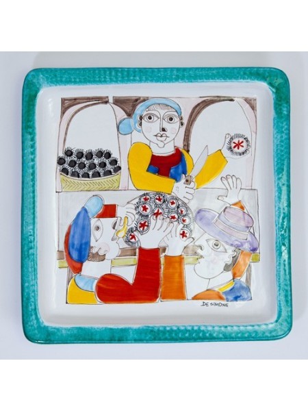 Squared plate Folk Sea Urchins PQ37FK
